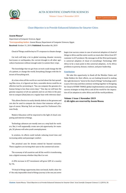 Clout /Cloud of things/COE for Smarter Cities