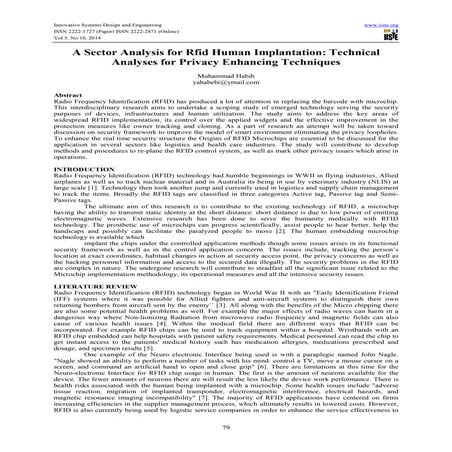 A sector analysis for rfid human implantation