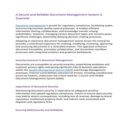 The Top Benefits of Document Control in Achieving Quality Excellence | PDF