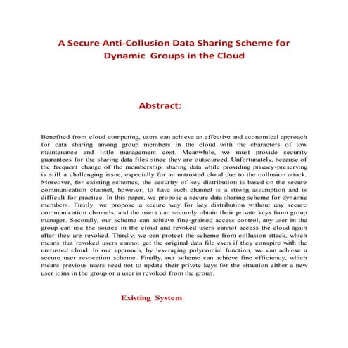 A secure anti collusion data sharing scheme for dynamic  groups in the cloud