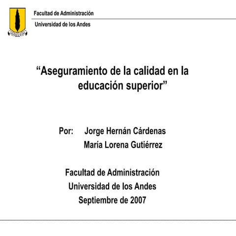 Aseguramiento de la calidad en la educación superior | PDF