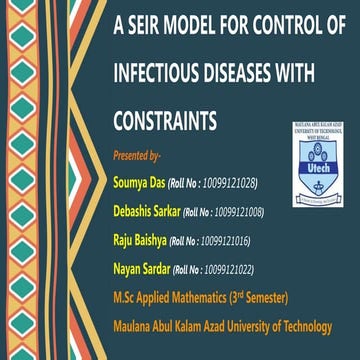 A SEIR MODEL FOR CONTROL OF INFECTIOUS DISEASES