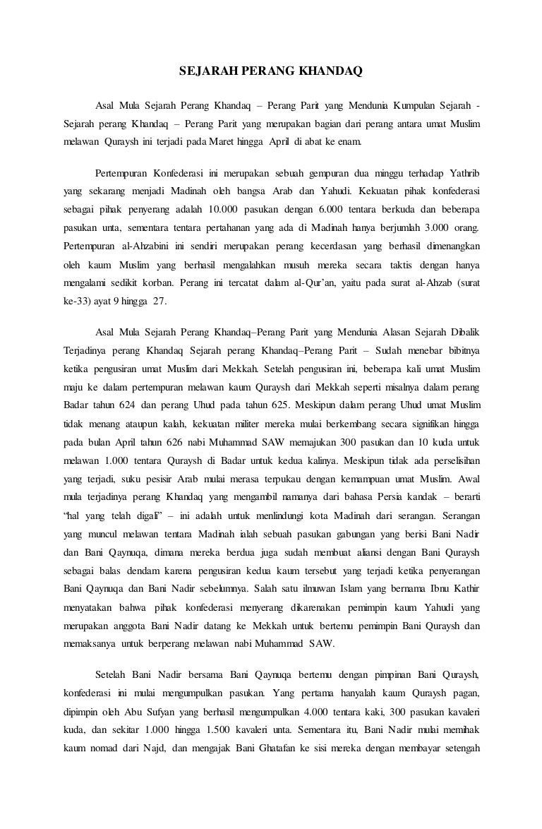 SEJARAH PERANG KHANDAQ