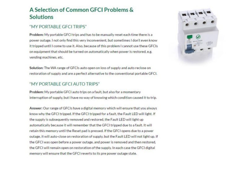 A Selection of Common GFCI Problems and Solutions