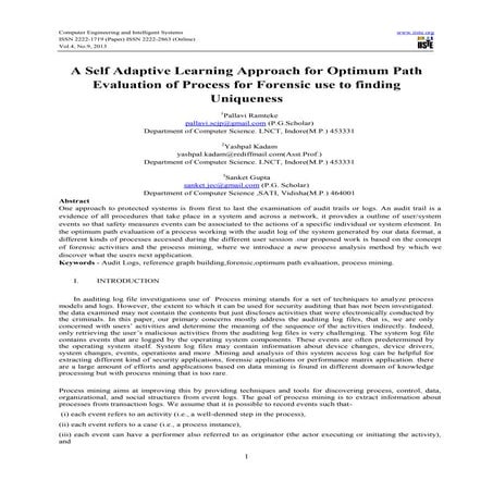 A self adaptive learning approach for optimum path evaluation of process for ...