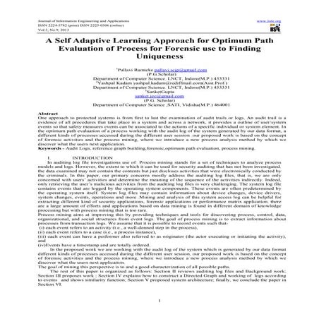 A self adaptive learning approach for optimum path evaluation of process for ...