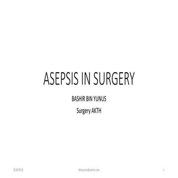 Asepsis in surgery