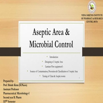 Aseptic Area and Microbial Control. - Pharmaceutical Microbiology (SYBpharm) ...