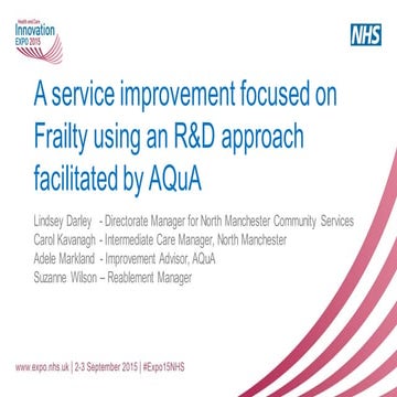 A service improvement focused on frailty using an R&D approach, pop up uni, 3...