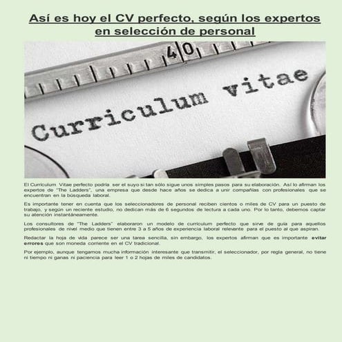 Así es hoy el cv perfecto