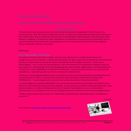 Reflexión sobre el uso de las TIC, en el aula. 