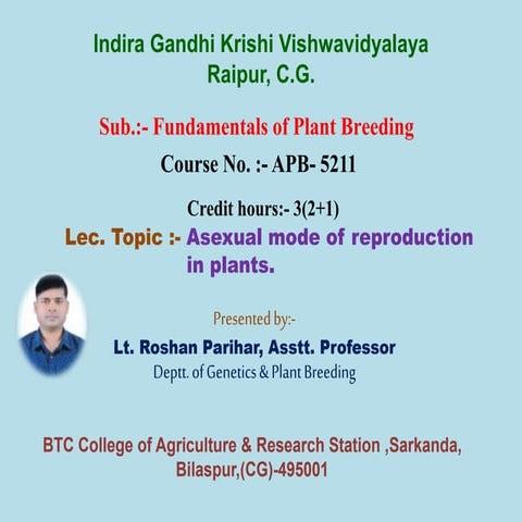 Asexual mode of reproduction in plants