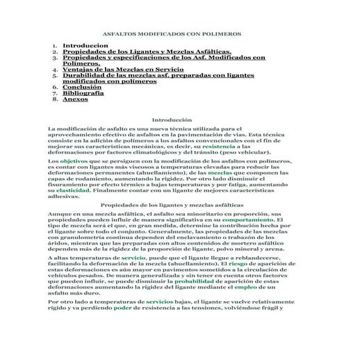 Asfaltos modificados con polimeros