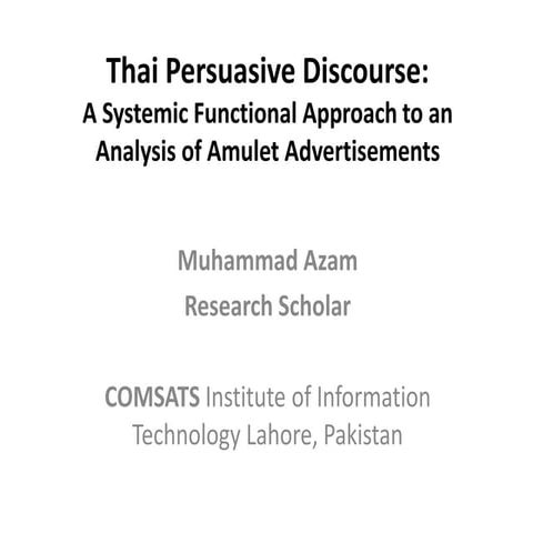 A Systemic Functional approach to an analysis of amulet advertisements
