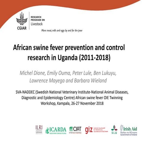 African swine fever prevention and control research in Uganda (2011-2018)