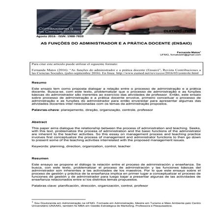 As funções do administrador e a prática docente (ensaio)