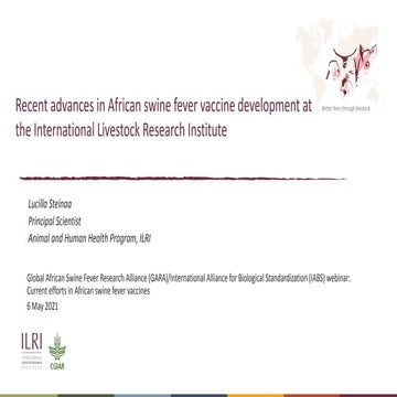 Recent advances in African swine fever vaccine development at the Internation...