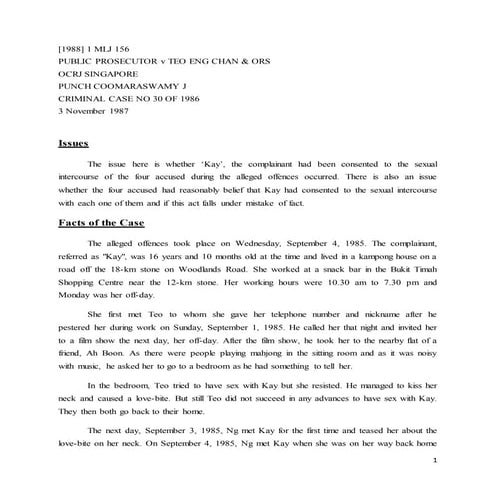 CASE REVIEW: PUBLIC PROSECUTOR v TEO ENG CHAN & ORS