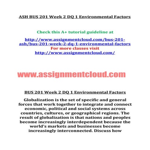 Ash bus-201-week-2-dq-1-environmental-factors