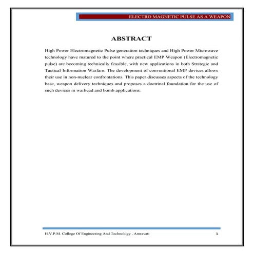 Eelctro-Magnetic-Pulse USE AS A WEAPON