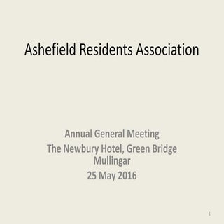 Ashefield Residents Association AGM...