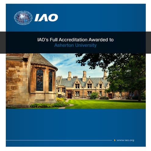 IAO awards full accreditation to Asherton university.