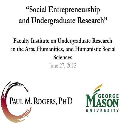 Social Entrepreneurship and Undergraduate Research