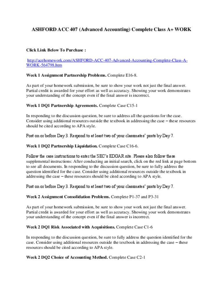 Ashford acc 407 advanced accounting entire class essay 03 image