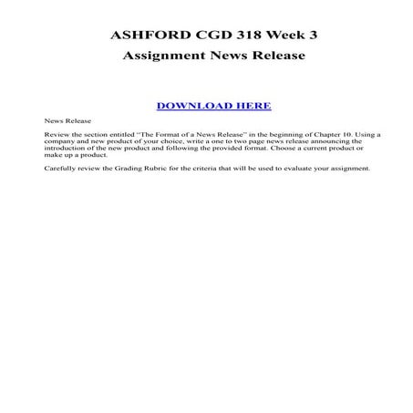 Ashford cgd 318 week 3 assignment news release | DOCX