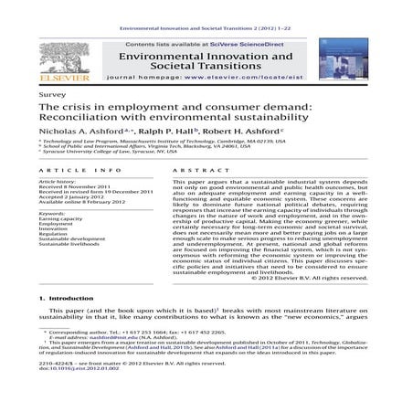 Environmental Innovations and Societal Transitions - Ashford | PDF