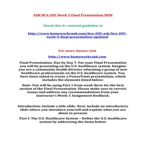 Ash hca 205 week 5 final presentation new