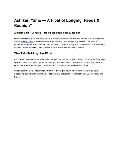 Ashikari Yama — A Float of Longing, Reeds & Reunion”