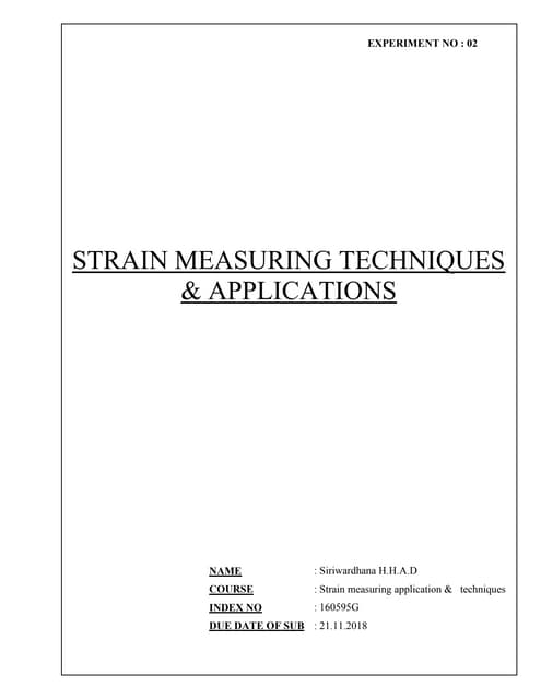 STRAIN MEASURING TECHNIQUES & APPLICATIONS