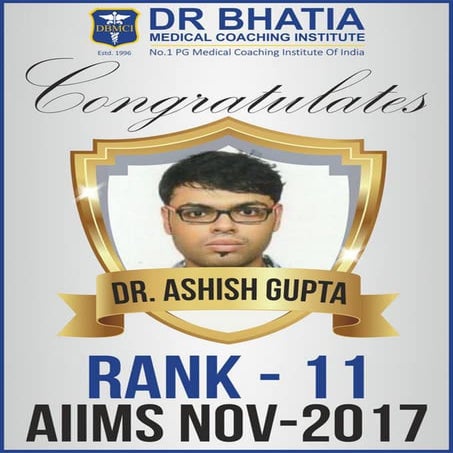 DBMind Dr Ashish Gupta for securing Rank 11 in AIIMSNov17 !!! | PDF