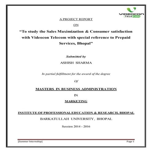 videocon Telecom Project Report