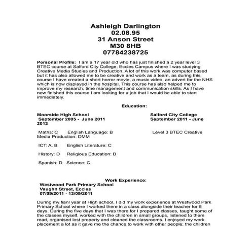 Ashleigh darlington cv