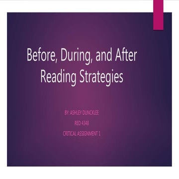 Ashley duncklee  critical assignment 1 before, during, and after reading stra...