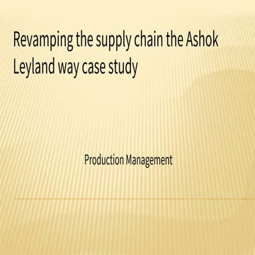 Ashok leyland supply chain revamping