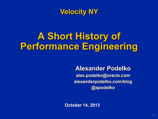 A Short History of Performance Engineering