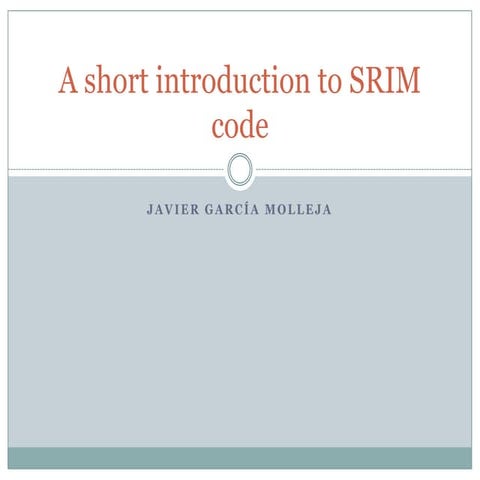 A short introduction to SRIM code