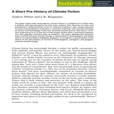 A Short Pre-History Of Climate Fiction
