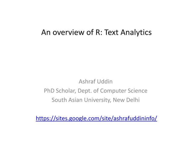 A short tutorial on r