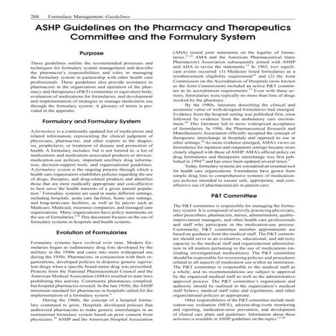 Ashp pharmacy-therapeutics-committee-formulary-system | PDF