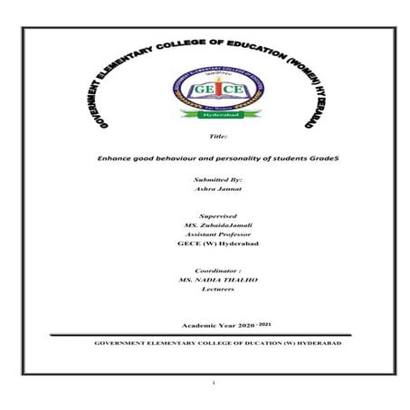 Enhance Good Behaviour And Personality of Students Grade5 by Ashra and  Nadia...