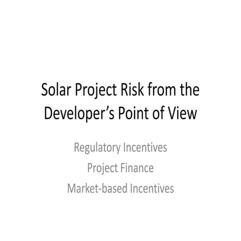 Solar Project Risk from the Developer’s Point of View
