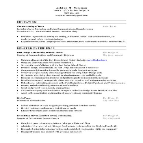 Ashton Newman's Resume
