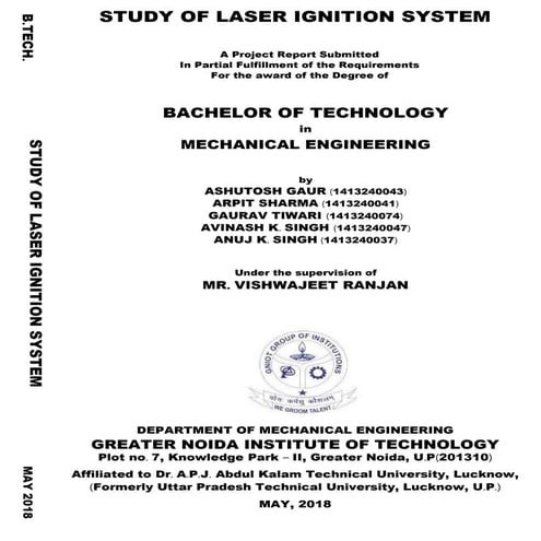 LASER IGNITION SYSTEM REPORT ASHUTOSH GAUR