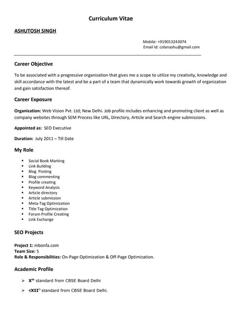 Online Marketing And BDM Resume - Ashutoshresume 120517060703 Phpapp02 Thumbnail 