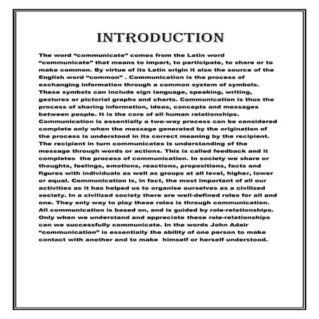 Report of introduction to communication