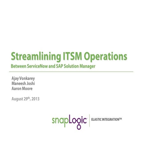 Streamlining ITSM Operations Between ServiceNow and SAP Solution Manager